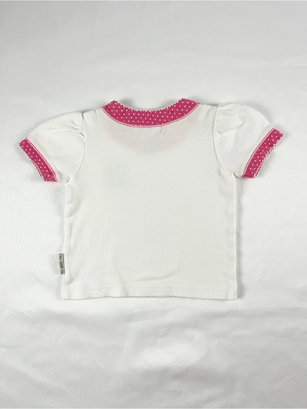 Gymboree Vintage 90s Kids Strawberry Pink White Polka Dot Puff Sleeve Top XS - Picture 2 of 13